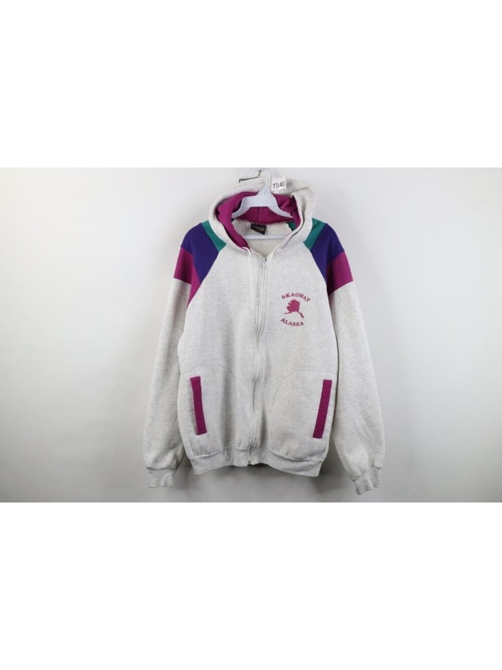 Vtg 90s Streetwear Womens Large Skagway Alaska Full Zip Hoodie Sweatshirt USA